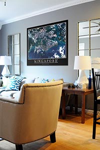 Singapore Aerial Map as Home Decor