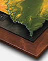 South Dakota Terrain Map with Walnut Wood Frame