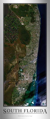 Aerial Image Satellite Map of South Florida Poster