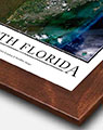 Satellite Image of South Florida with Walnut Wood Frame