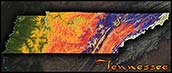 Topographic Tennessee Physical Wall Map