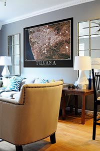 Tijuana Aerial Map as Home Decor