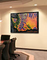 Business Conference Room with Terrain Map of Washington