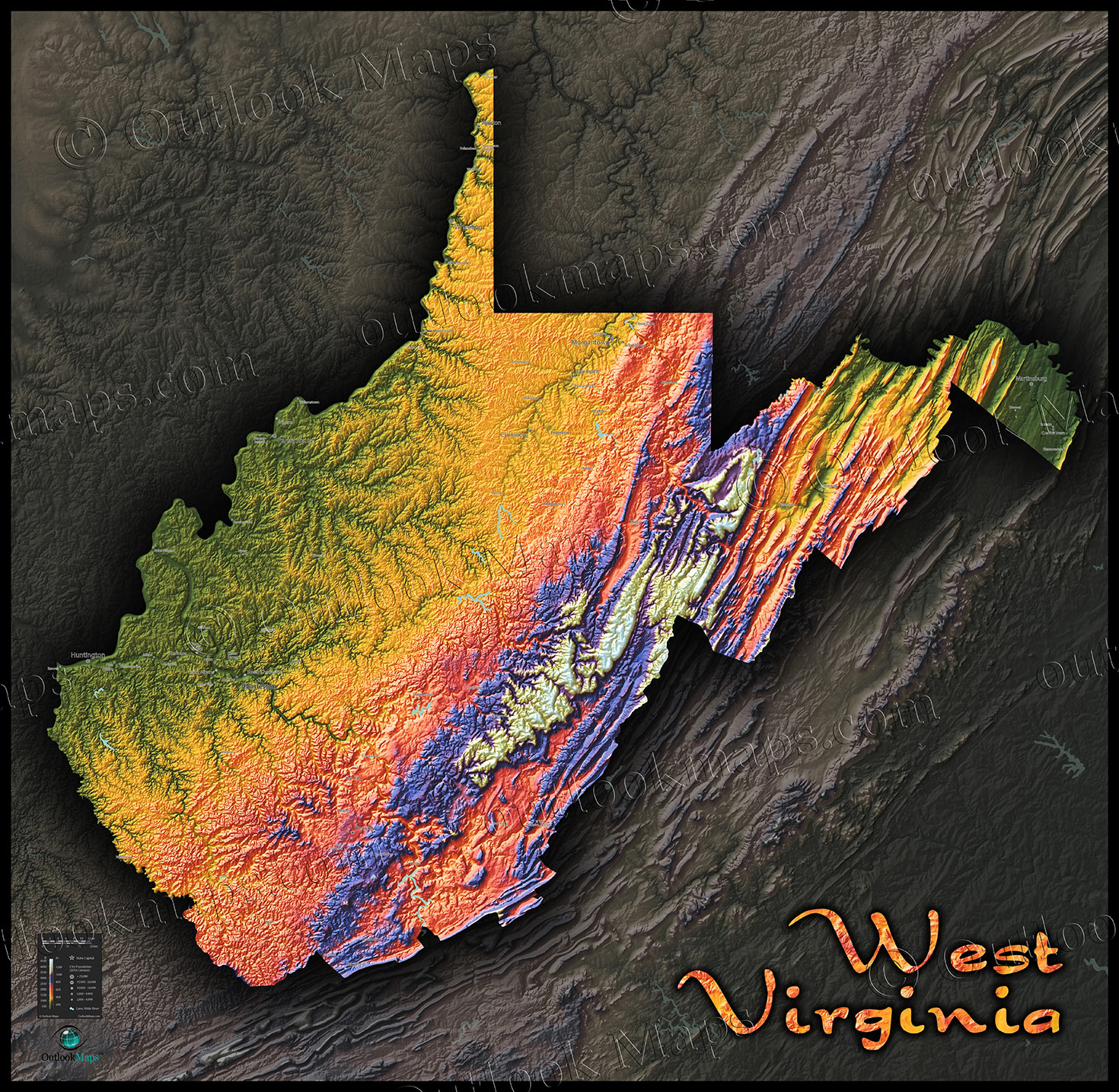 Topographic Map Of West Virginia - Zip Code Map