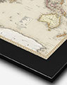 Antique World Wall Map with Black Frame