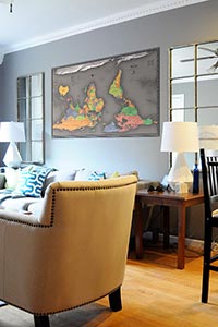 Upside Down World Map as Home Decor