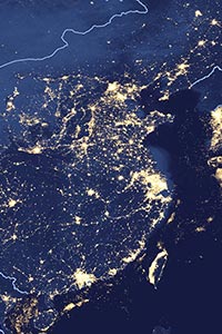 World Night Lights Map Detail