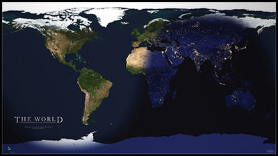 World Satellite Wall Map Day vs. Night