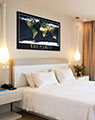 World Satellite Image Poster in Hotel Room