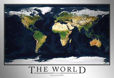 World Satellite Wall Map Poster