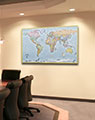 Business Conference Room with Printed World Map