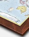 Multi Color World Map with Walnut Wood Frame
