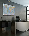 World Topography Wall Map in Office