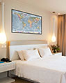 Colorful Map of World Terrain in Hotel Room