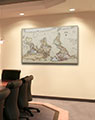 Business Conference Room with Vintage Upside Down Map