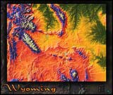 Topographic Wyoming Physical Wall Map