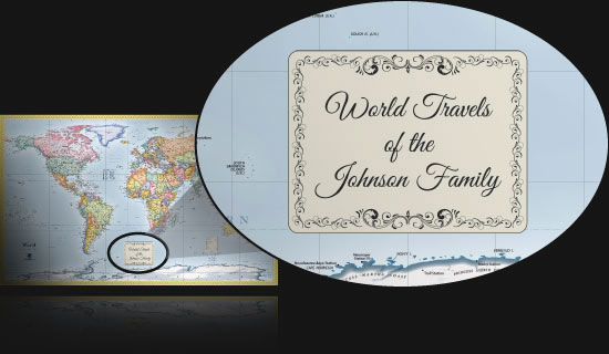Personalized Family Travel Map - World Travels of the Johnson Family