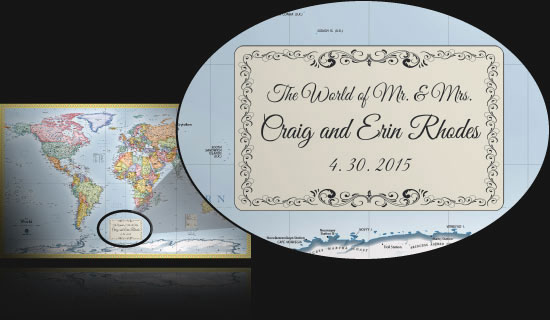 Colorful World Map for Wedding Gift