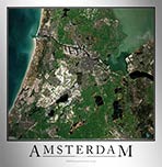 Aerial Image Satellite Map of Amsterdam Poster