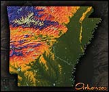 Arkansas Topographic Physical Wall Map