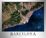 Aerial Image Satellite Map of Barcelona Poster