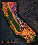 California Topographic Physical Wall Map