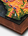 Topographical California Map with Walnut Wood Frame