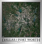Aerial Image Satellite Map of Dallas Fort Worth Poster