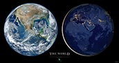 Earth Poster Two Halves of Globe at Day and Night
