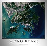 Aerial Image Satellite Map of Hong Kong Poster