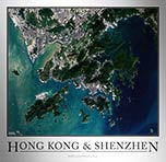 Aerial Image Satellite Map of Hong Kong Shenzhen Poster