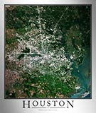 Aerial Image Satellite Map of Houston Area Poster