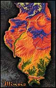 Topographic Illinois Physical Wall Map