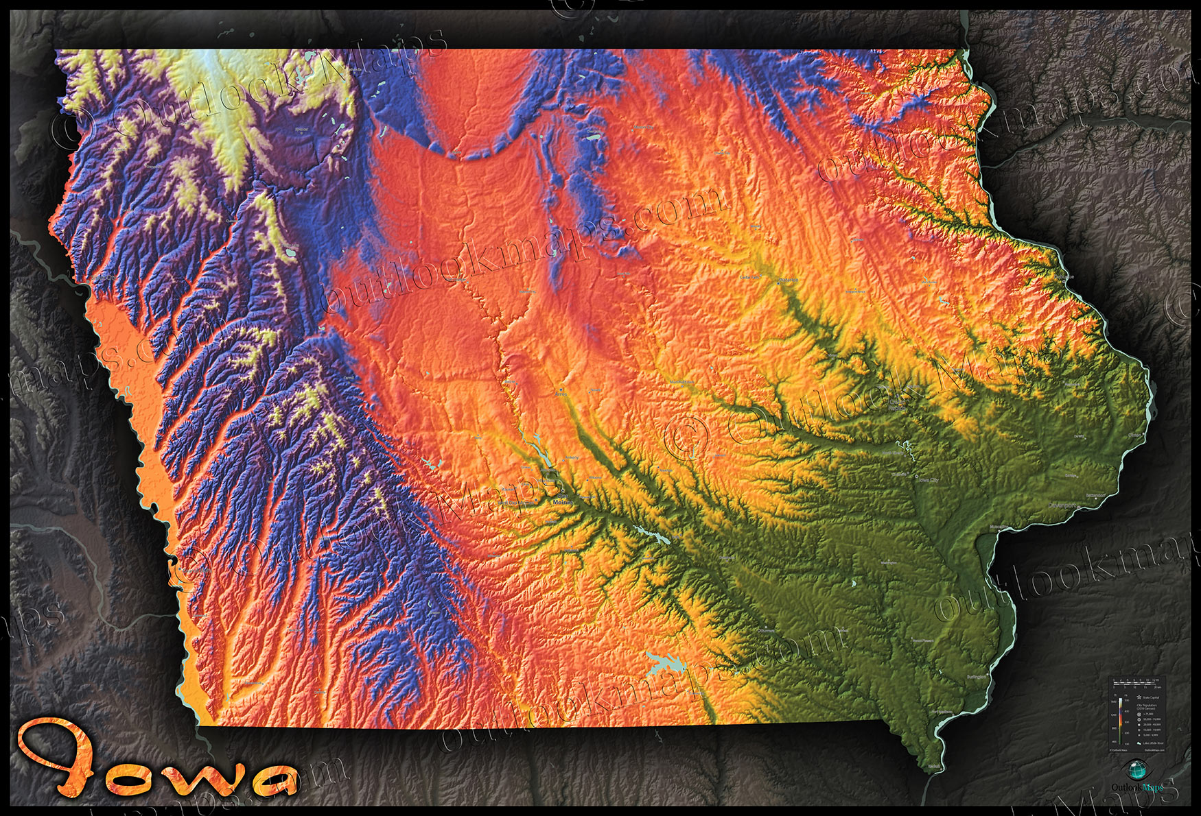 Iowa Topographic Map 