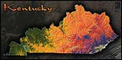 Kentucky Topographic Physical Wall Map