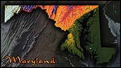 Topographic Physical Wall Map of Maryland