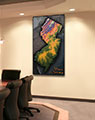 Business Conference Room with Topographical New Jersey Wall Map