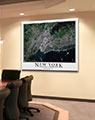 Business Conference Room with New York City Satellite Map