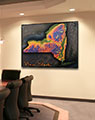 Business Conference Room with Printed New York Map