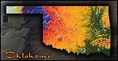 Topographic Oklahoma Physical Wall Map