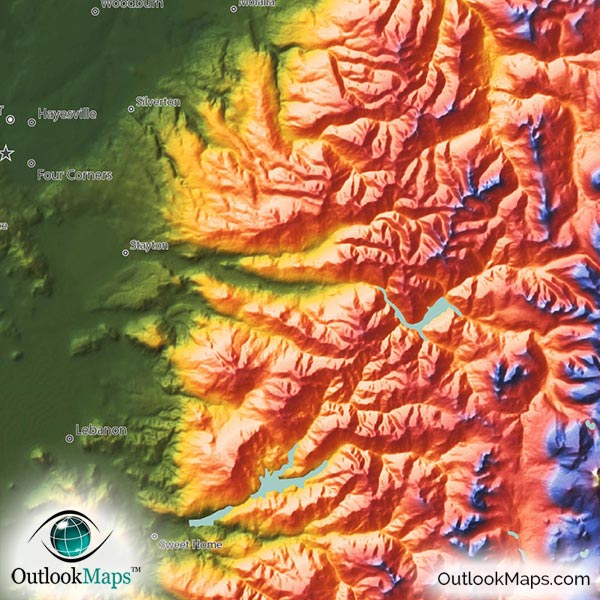 Oregon Topography Map | Physical Features & Mountain Colors