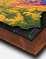 Map of Pennsylvania Topography with Walnut Wood Frame