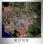 Aerial Image Satellite Map of Rome Poster