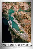 Aerial Image Satellite Map of San Francisco Bay Area Poster