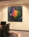 Business Conference Room with Topographical Texas Wall Map