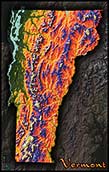 Physical Wall Map of Vermont Topography