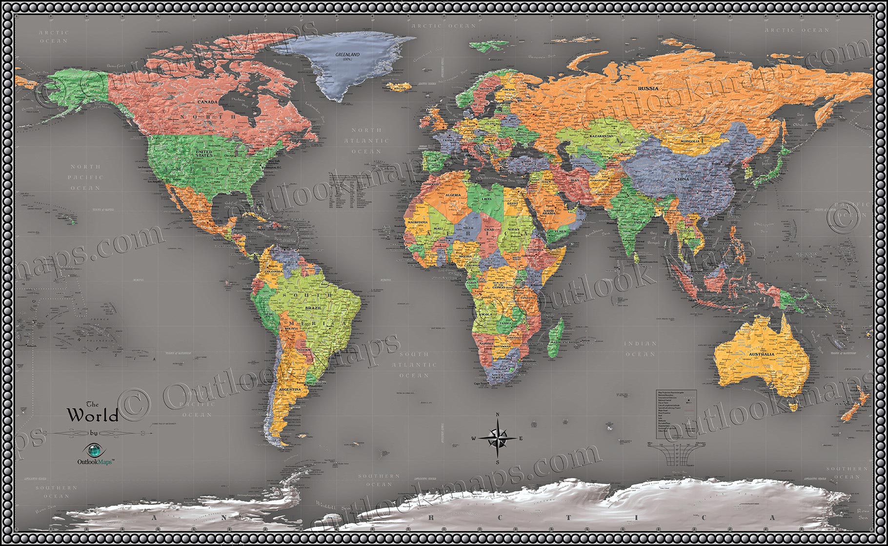 All Colors World Map Map of the World Canvas Map World Map Print Wall ...