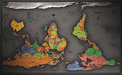 WORLD300UD - World Cool Color Upside Down Map