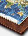 World Map from Space with Walnut Wood Frame