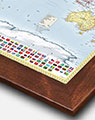 Colorful World Wall Map with Walnut Wood Frame
